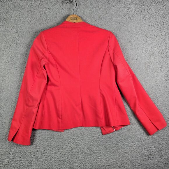 Versona Red Blazer 2 Collarless Hook Eye Pockets Split Cuffs Stretch Work Jacket - Picture 14 of 16